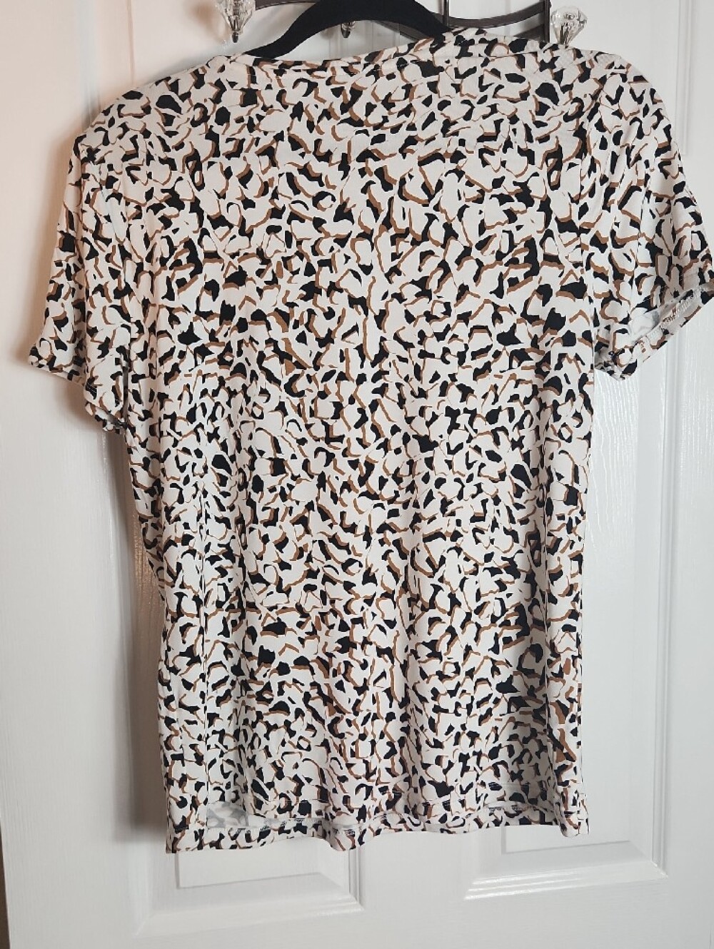 Nine West White Black and Brown Leopard-Print Short Sleeve Tee - Picture 5 of 5